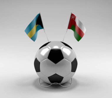 Bahamalar - Umman Futbol Bayrakları, Beyaz Arkaplan - 3D Render