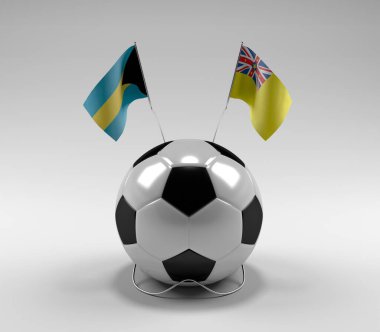 Bahamalar - Niue Futbol Bayrakları, Beyaz Arkaplan - 3D Render