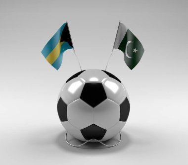 Bahamalar - Pakistan Futbol Bayrakları, Beyaz Arkaplan - 3D Render