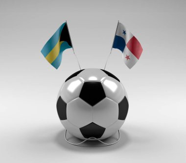Bahamalar - Panama Futbol Bayrakları, Beyaz Arkaplan - 3D Render