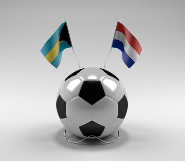 Bahamalar - Paraguay Futbol Bayrakları, Beyaz Arkaplan - 3D Render