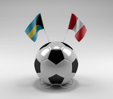 Bahamalar - Peru Futbol Bayrakları, Beyaz Arkaplan - 3D Render