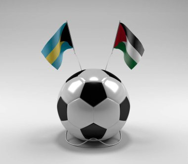 Bahamalar - Filistin Futbol Bayrakları, Beyaz Arkaplan - 3D Render