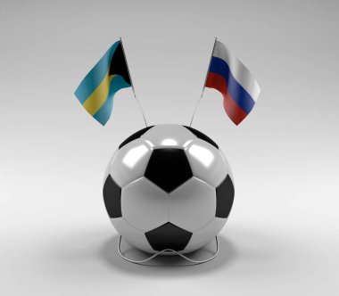 Bahamalar - Rusya Futbol Bayrakları, Beyaz Arkaplan - 3D Render