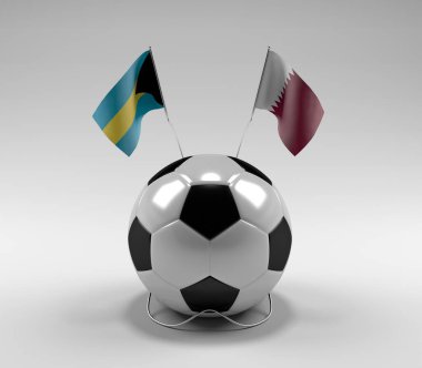 Bahamalar - Katar Futbol Bayrakları, Beyaz Arkaplan - 3D Render