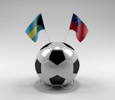 Bahamalar - Samoa Futbol Bayrakları, Beyaz Arkaplan - 3D Render