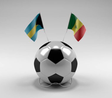 Bahamalar - Senegal Futbol Bayrakları, Beyaz Arkaplan - 3D Render