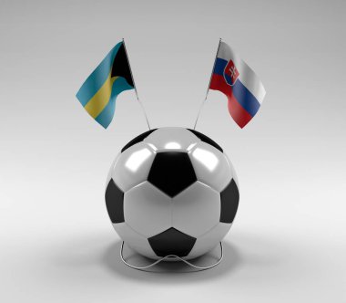 Bahamalar - Slovakya Futbol Bayrakları, Beyaz Arkaplan - 3D Render