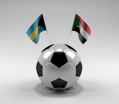 Bahamalar - Sudan Futbol Bayrakları, Beyaz Arkaplan - 3D Render