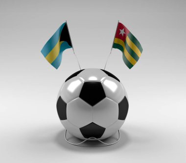 Bahamalar - Togo Futbol Bayrakları, Beyaz Arkaplan - 3D Render