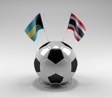 Bahamalar - Tayland Futbol Bayrakları, Beyaz Arkaplan - 3D Render