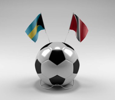 Bahamalar - Trinidad-ve-Tobago Futbol Bayrakları, Beyaz Arkaplan - 3D Render