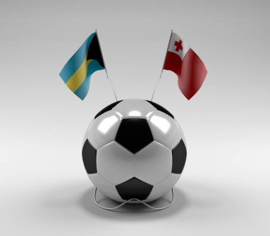 Bahamalar - Tonga Futbol Bayrakları, Beyaz Arkaplan - 3D Render