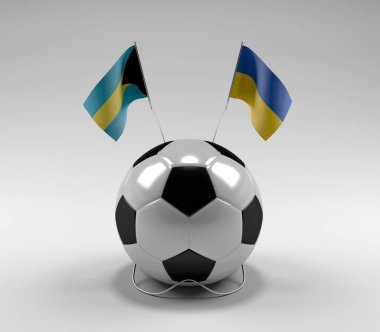 Bahamalar - Ukrayna Futbol Bayrakları, Beyaz Arkaplan - 3D Render