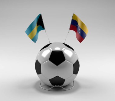 Bahamalar - Venezuela Futbol Bayrakları, Beyaz Arkaplan - 3D Render