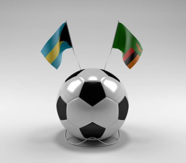 Bahamalar - Zambiya Futbol Bayrakları, Beyaz Arkaplan - 3D Render