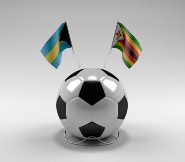 Bahamalar - Zimbabwe Futbol Bayrakları, Beyaz Arkaplan - 3D Render