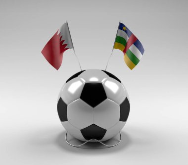Bahreyn - Orta Afrika Cumhuriyeti Futbol Bayrakları, Beyaz Arkaplan - 3D Render