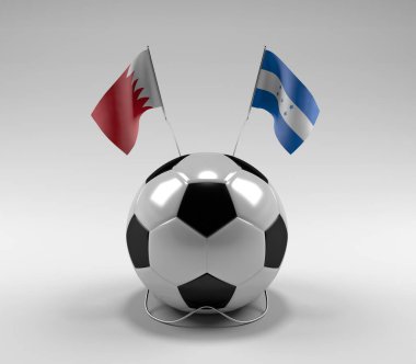 Bahreyn - Honduras Futbol Bayrakları, Beyaz Arkaplan - 3D Render