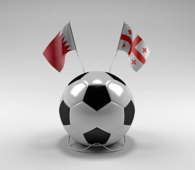 Bahreyn - Georgia Futbol Bayrakları, Beyaz Arkaplan - 3D Render