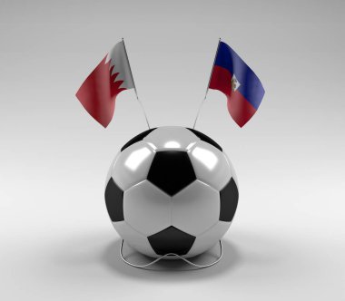 Bahreyn - Haiti Futbol Bayrakları, Beyaz Arkaplan - 3D Render