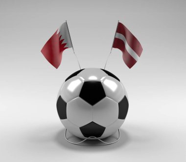 Bahreyn - Letonya Futbol Bayrakları, Beyaz Arkaplan - 3D Render