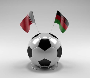 Bahreyn - Malawi Futbol Bayrakları, Beyaz Arkaplan - 3D Render