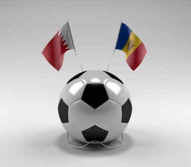 Bahreyn - Moldova Futbol Bayrakları, Beyaz Arkaplan - 3D Render
