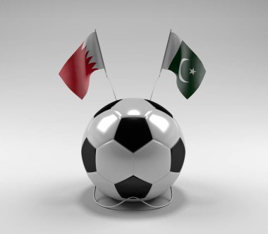 Bahreyn - Pakistan Futbol Bayrakları, Beyaz Arkaplan - 3D Render