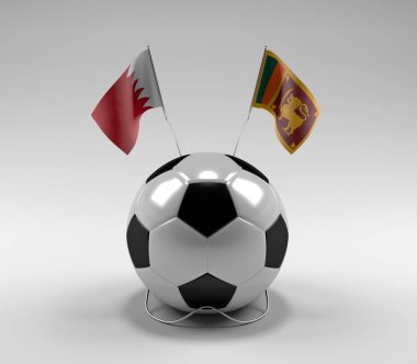 Bahreyn - Sri-Lanka Futbol Bayrakları, Beyaz Arkaplan - 3D Render