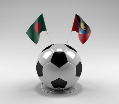 Bangladeş - Antigua-and-Barbuda Futbol Bayrakları, Beyaz Arkaplan - 3D Render