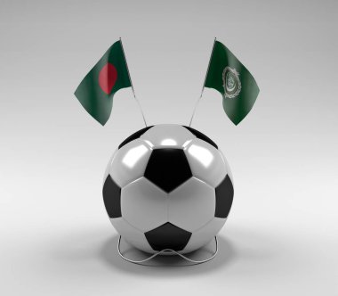 Bangladeş - Arap Ligi Futbol Bayrakları, Beyaz Arkaplan - 3D Render