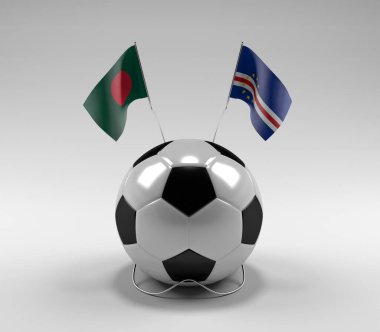 Bangladeş - Cape-Verde Futbol Bayrakları, Beyaz Arkaplan - 3D Render