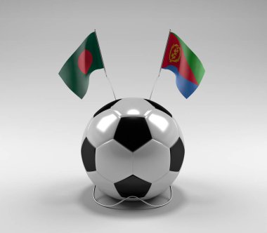 Bangladeş - Eritre Futbol Bayrakları, Beyaz Arkaplan - 3D Render