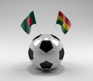 Bangladeş - Gana Futbol Bayrakları, Beyaz Arkaplan - 3D Render