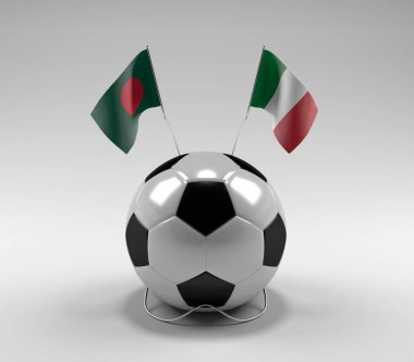 Bangladeş - İtalya Futbol Bayrakları, Beyaz Arkaplan - 3D Render