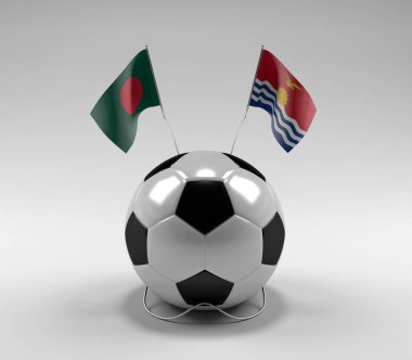 Bangladeş - Kiribati Futbol Bayrakları, Beyaz Arkaplan - 3D Render
