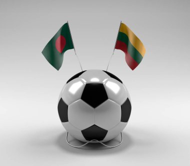 Bangladeş - Litvanya Futbol Bayrakları, Beyaz Arkaplan - 3D Render