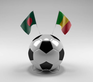 Bangladeş - Mali Futbol Bayrakları, Beyaz Arkaplan - 3D Render