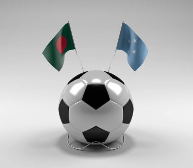 Bangladeş - Mikronezya Futbol Bayrakları, Beyaz Arkaplan - 3D Render