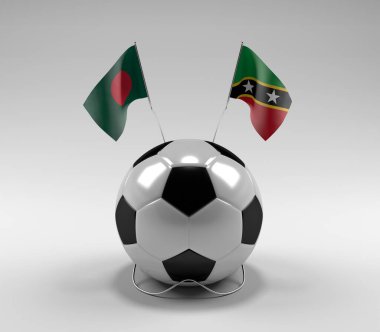 Bangladeş - Saint-Kitts-and-Nevis Futbol Bayrakları, Beyaz Arkaplan - 3D Render