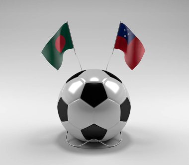 Bangladeş - Samoa Futbol Bayrakları, Beyaz Arkaplan - 3D Render