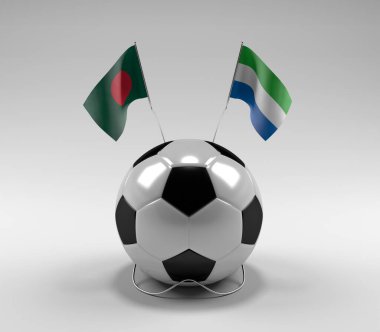 Bangladeş - Sierra-Leone Futbol Bayrakları, Beyaz Arkaplan - 3D Render