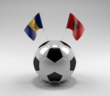 Barbados - Arnavutluk Futbol Bayrakları, Beyaz Arkaplan - 3D Hazırlama