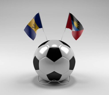 Barbados - Antigua ve Barbuda Futbol Bayrakları, Beyaz Arkaplan - 3D Render