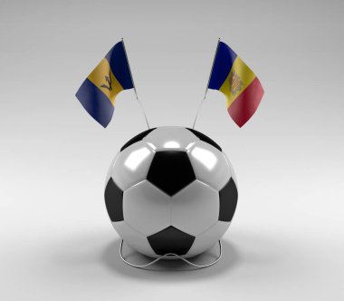 Barbados - Andorra Futbol Bayrakları, Beyaz Arkaplan - 3D Render