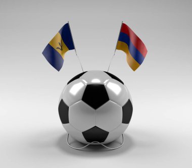 Barbados - Ermenistan Futbol Bayrakları, Beyaz Arkaplan - 3D Render