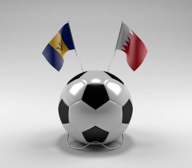 Barbados - Bahreyn Futbol Bayrakları, Beyaz Arkaplan - 3D Render