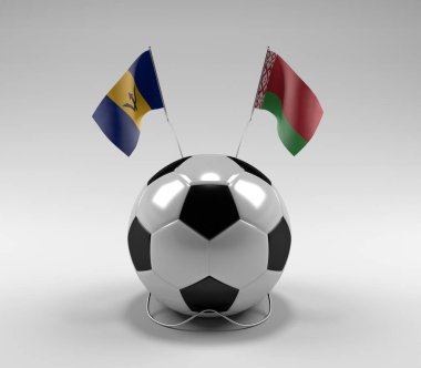 Barbados - Beyaz Futbol Bayrakları, Beyaz Arkaplan - 3D Render