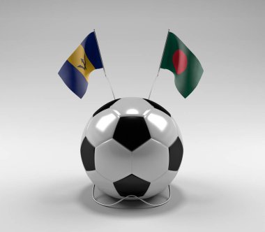 Barbados - Bangladeş Futbol Bayrakları, Beyaz Arkaplan - 3D Render